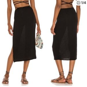 WeWoreWhat Black Midi Skirt